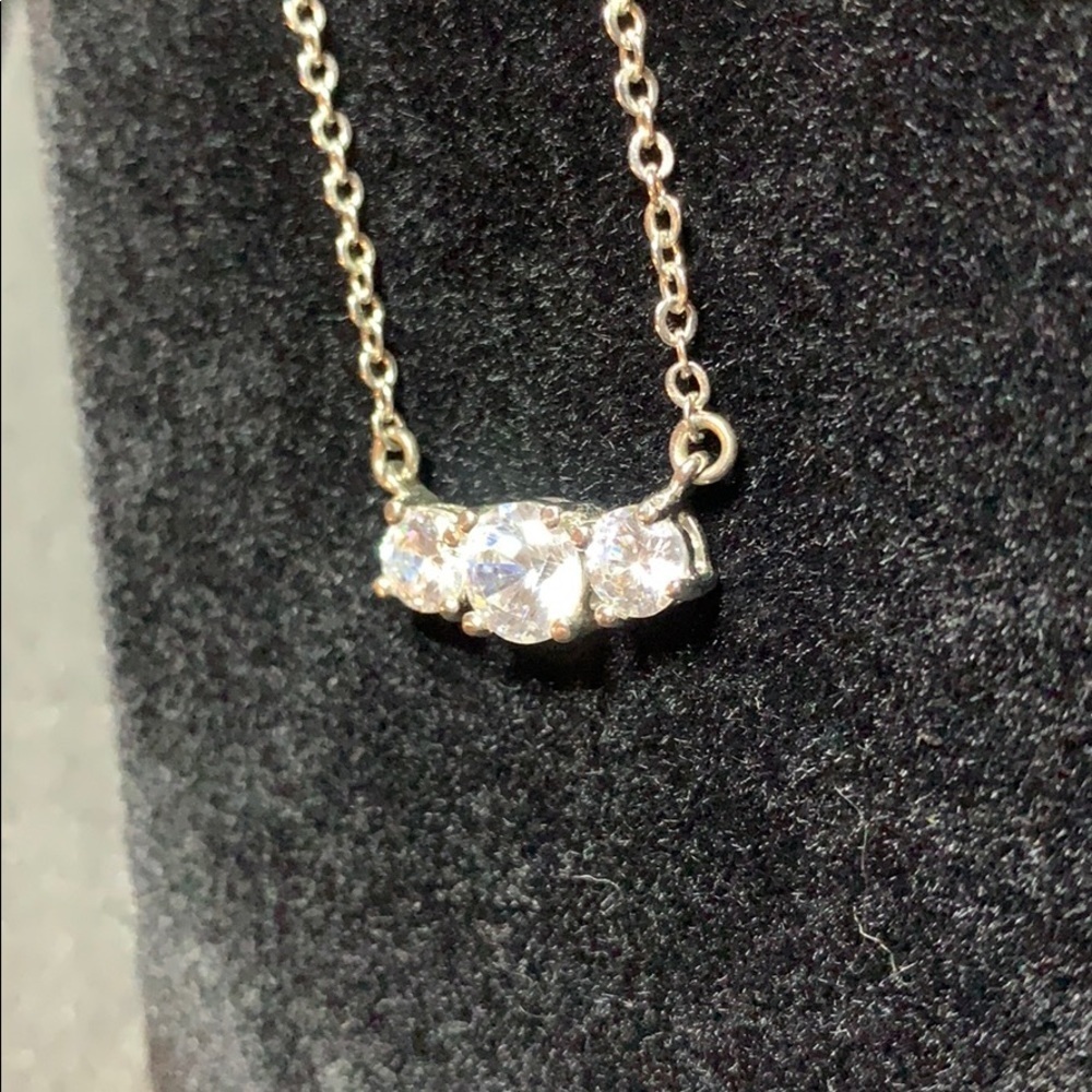 Avon Vintage CZ Necklace- silver tone w/ 3 stones